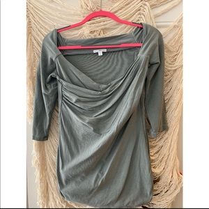 JP soft ruched grey top with 3/4 length sleeves